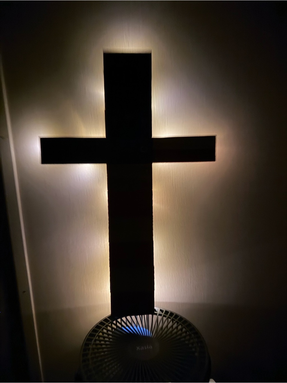 Lighted Patriotic Cedar Wooden Cross Handcrafted Wall Decor - Red, White & Blue